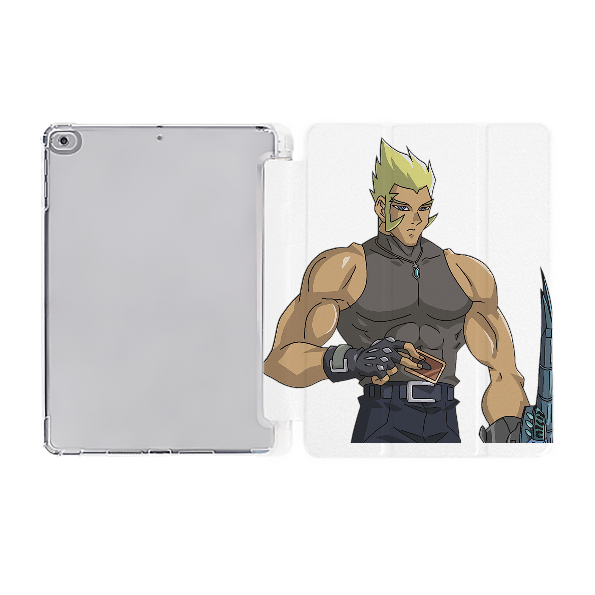 （画像用） 遊☆戯☆王 Yu-Gi-Oh! IPad ケース ペン収納付き 三つ折りスタンド PUレザー×シリコン 対応機種9.5/10.5/10.9インチ